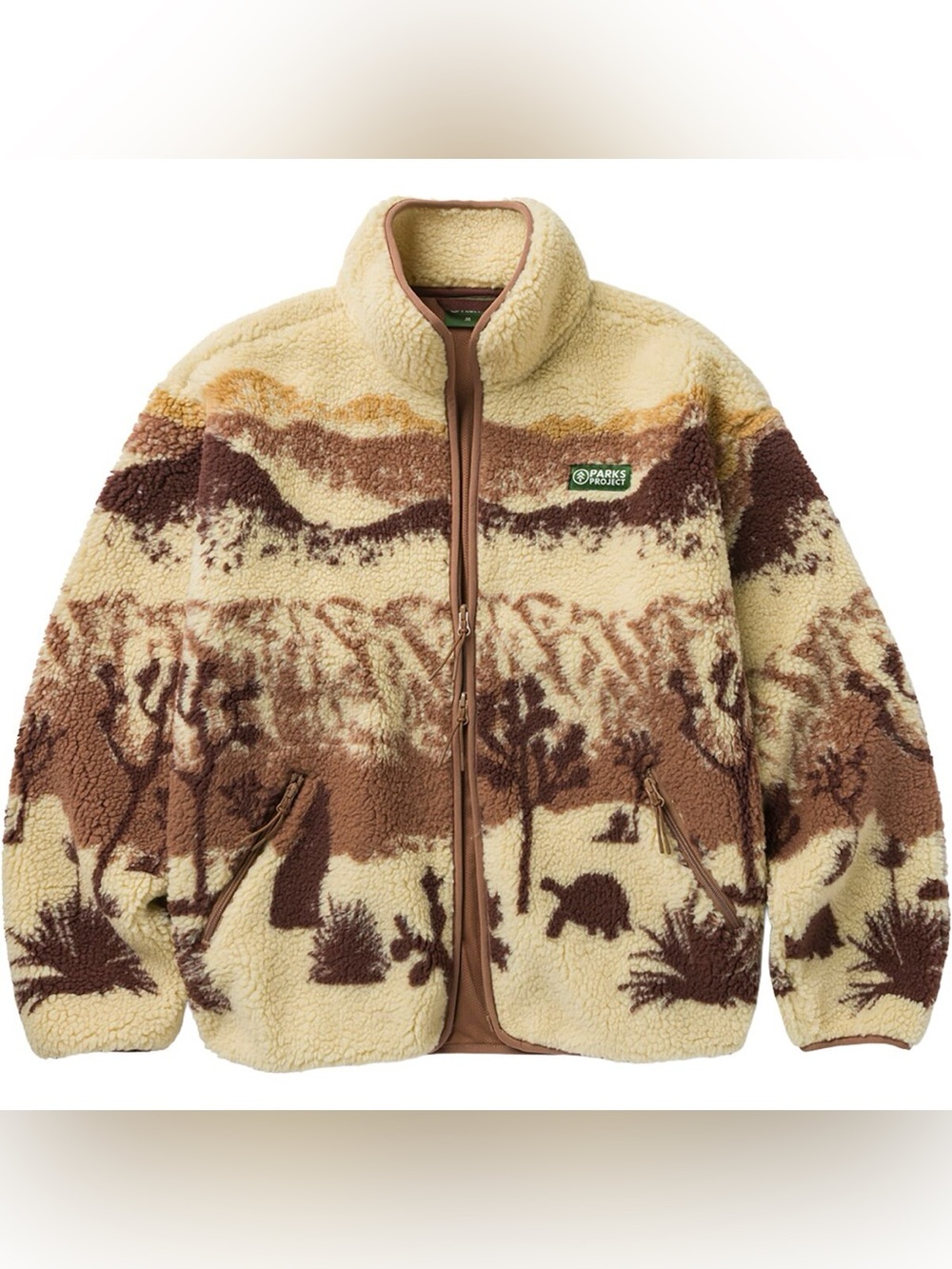 Parks Project Cream & Brown Sherpa Puffer Jacket size Small